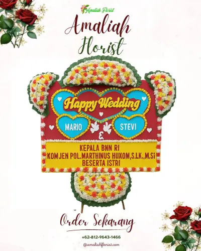 Karangan Papan Bunga Pernikahan di Sudajayagirang